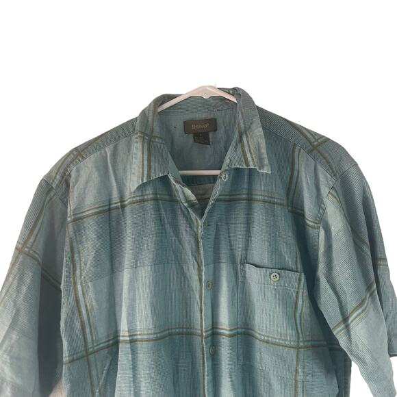 Bruno Men's Size Large Linen Blend Light Blue Button Up Shirt - Picture 2 of 7